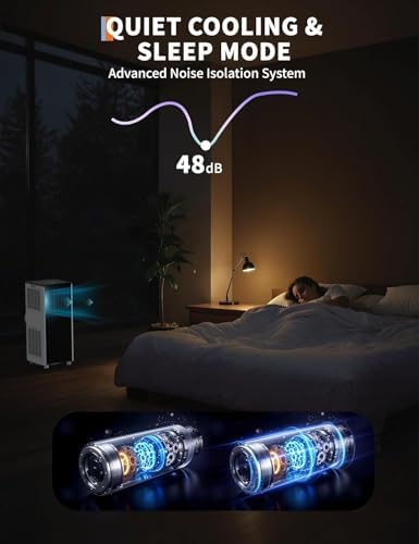 8,000 BTU Portable Air Conditioners, 4-in-1 Portable AC Unit Up to 350 Sq.Ft, 4 Modes Quiet Air Conditioner Auto Swing, 3 Speeds & 24H Timer – Smart/Sleep Mode for Energy-Efficient Comfort