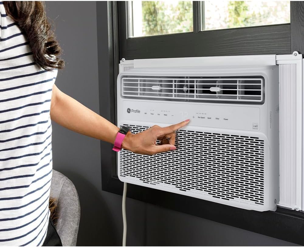 GE Profile Inverter Window Air Conditioner Unit 12,000 BTU with Energy Efficient AC Cooling up to 550 sq ft., Ultra Quiet, SMART Home Capable, Includes Remote and Install Kit, White