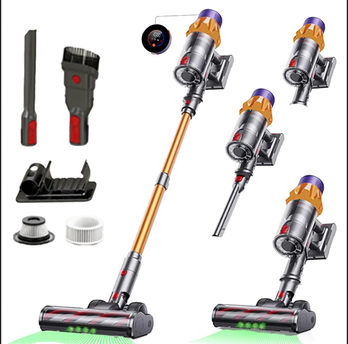 Cordless Vacuum Cleaner - Powerful Stick Vacuum with HEPA Filter, 55-Min Runtime, LED Light, Anti-Tangle Brush, Detachable Battery, Lightweight for Home, Pet Hair, Carpets & Hard Floors