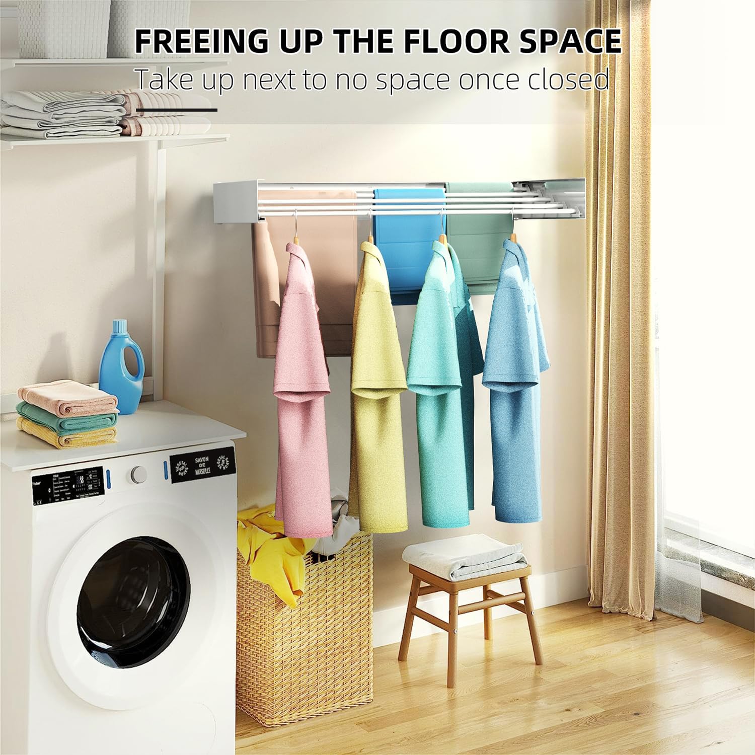 Laundry Drying Rack, Collapsible Wall Mounted Clothes Drying Rack - Drying Rack Clothing Foldable,Space Saving, 31.5