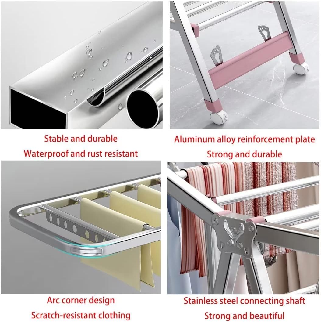 Clothes Drying Rack Folding Indoor,Foldable 3-Level Laundry Drying Rack,Free-Standing Drying Rack,with Height-Adjustable Wings,Sock Clips,for Clothes,Sheets,Shoes(150cm)