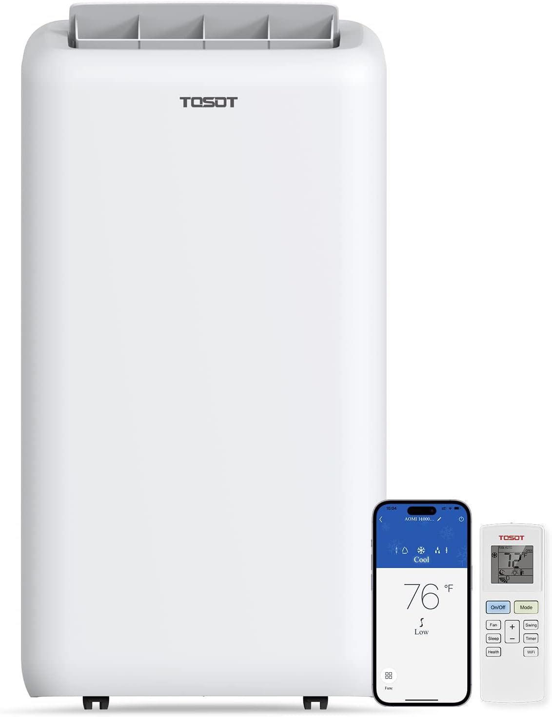 TOSOT 14,000BTU (9,600 BTU SACC) Smart WiFi Portable Air Conditioner with Heater, Powerful Cooling Auto Swing, Dehumidifier, Fan, 24H Timer for Large Room Up to 600 sq ft, AOMI Series