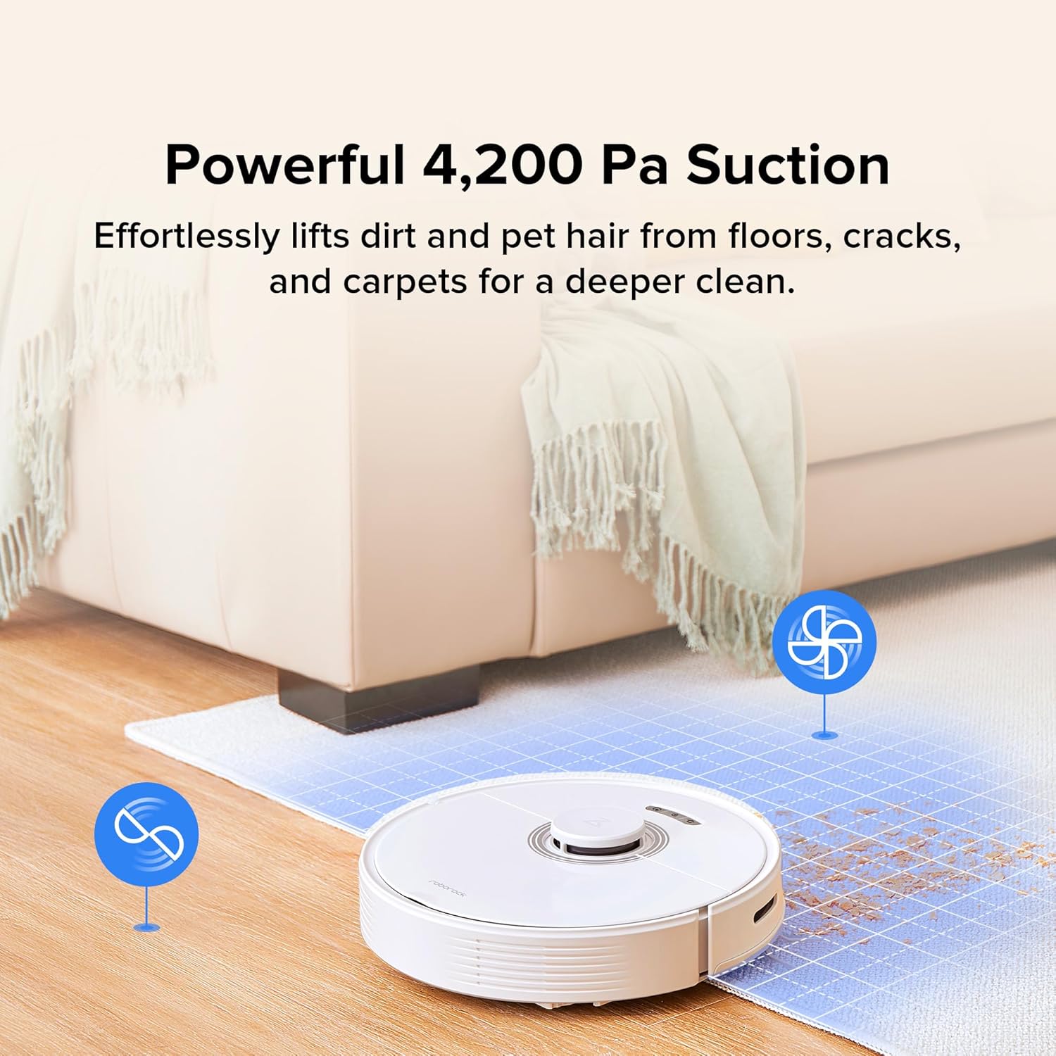 roborock Q7 Max+ Robot Vacuum and Mop with Auto-Empty Dock Pure, Hands-Free Cleaning for up to 7 Weeks, APP-Controlled Mopping, 4200Pa Suction, No-Mop&No-Go Zones, 180mins Runtime(Renewed)