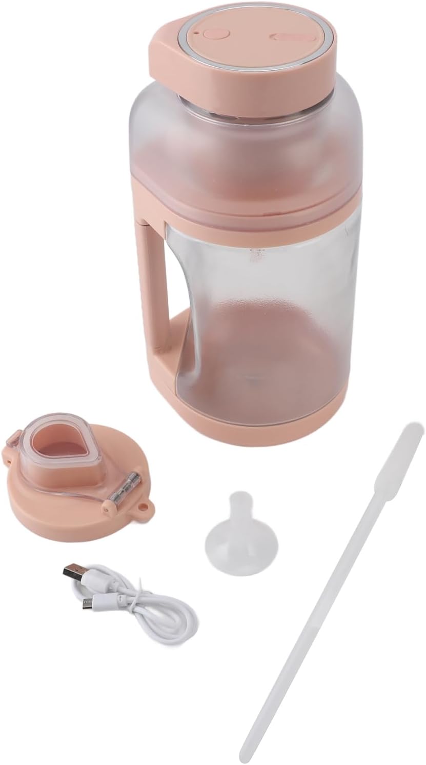 Portable Blender Cup 1500ml Large Capacity USB Rechargeable Multifunctional Cordless Juicer Cup for Fruits Vegetables with ABS Material (Rose)