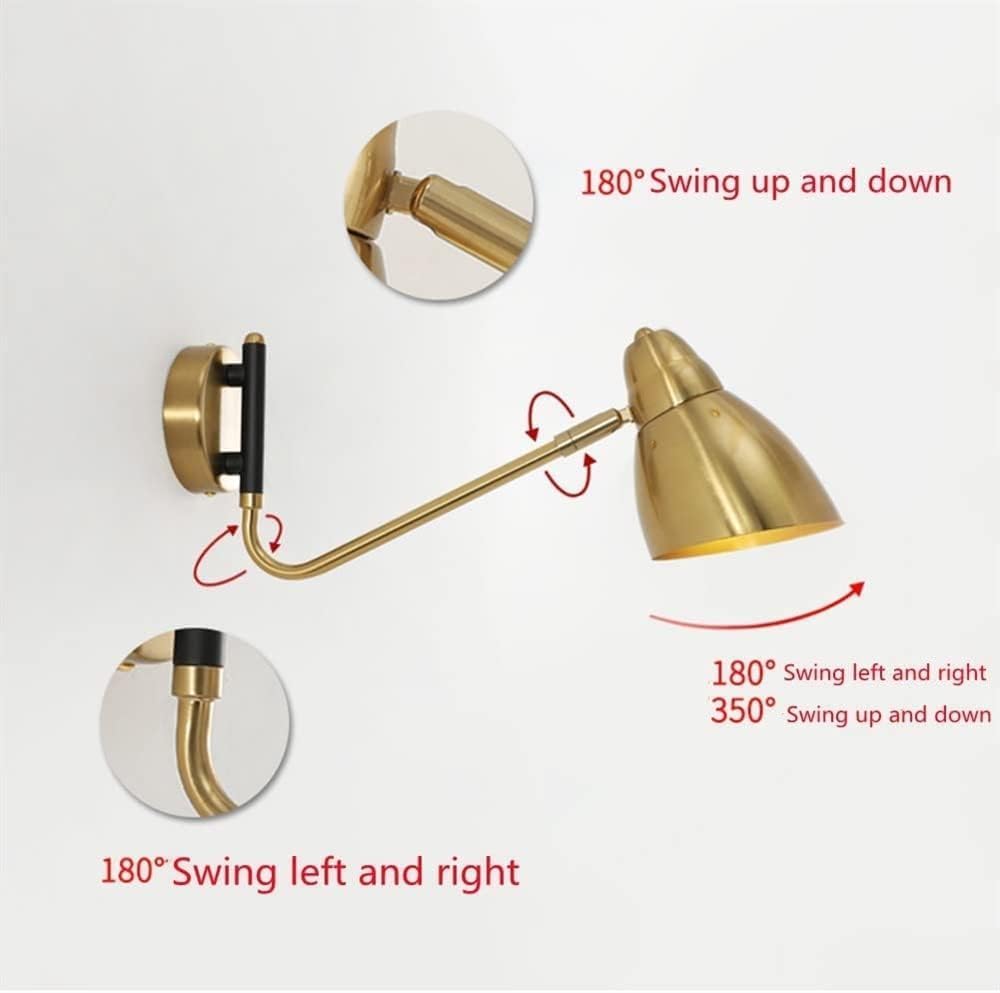 Retro E27 Wall Sconce Light 350° Swivel Swing Arm Lamp with Switch Indoor Antique Bedroom Bedside Reading Lights Sconces,Household
