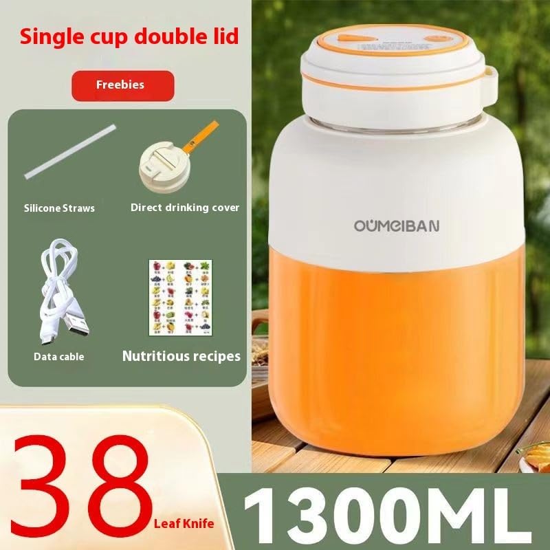 Portable Wireless Electric Juicer Cup, Small Personal Blender in Orange and White