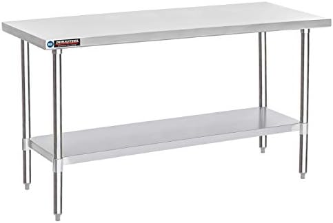 DuraSteel 24x72 Stainless Steel Work Table - NSF Commercial Prep Metal Table - Outdoor Pizza Oven Stand w/Under Shelf - Kitchen Island Laundry Utility Garage Microwave Stand Rolling Storage Cart Vevor