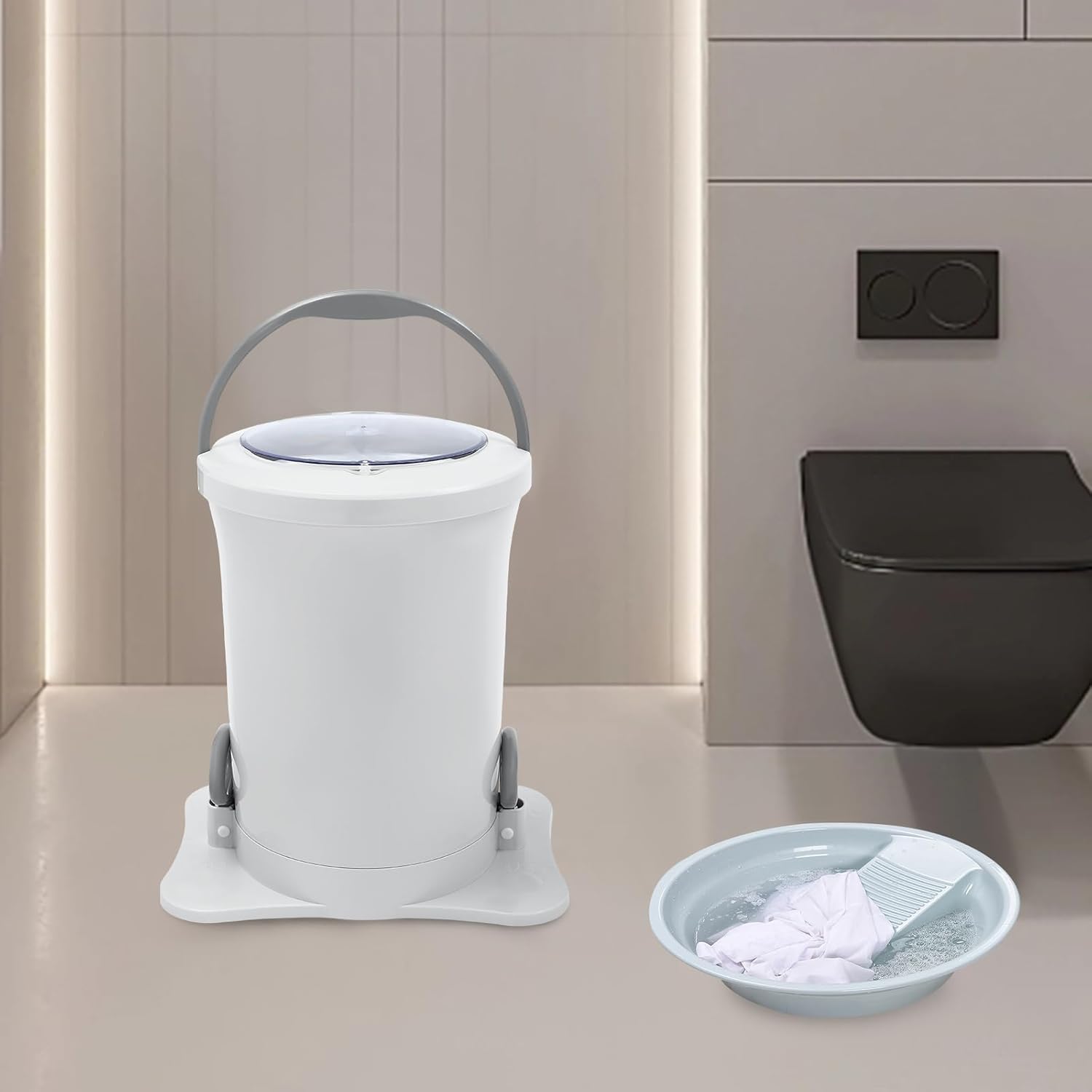 3.17Gal Capacity Manual Clothes Dehydrator, Portable Spinner Dryer Extractor Wringer with 4.9ft Drain Hose for Apartments Dorms Travel Small Spaces and Daily Home Use