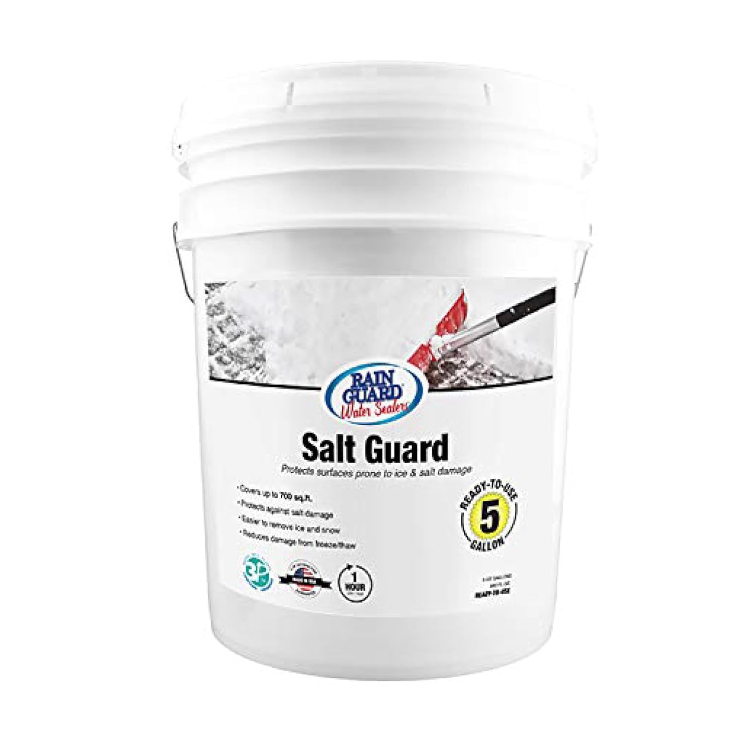 Rain Guard Water Sealers SP-1007 Salt Guard Ready to Use - Protects from Road Salt, Freeze Thaw, and Ice Damage - Covers up to 700 Sq. Ft., 5 Gal, Invisible Clear
