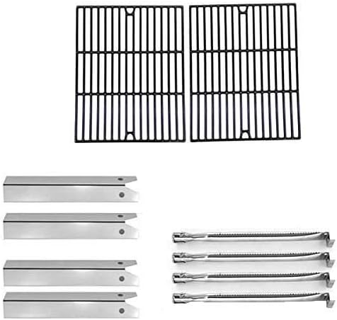 Replacement for Uniflame GBC850W Gas Grill Repair Kit Includes 4 Stainless Heat Plates, 4 Stainless Steel Burners and Porcelain Cast Grates