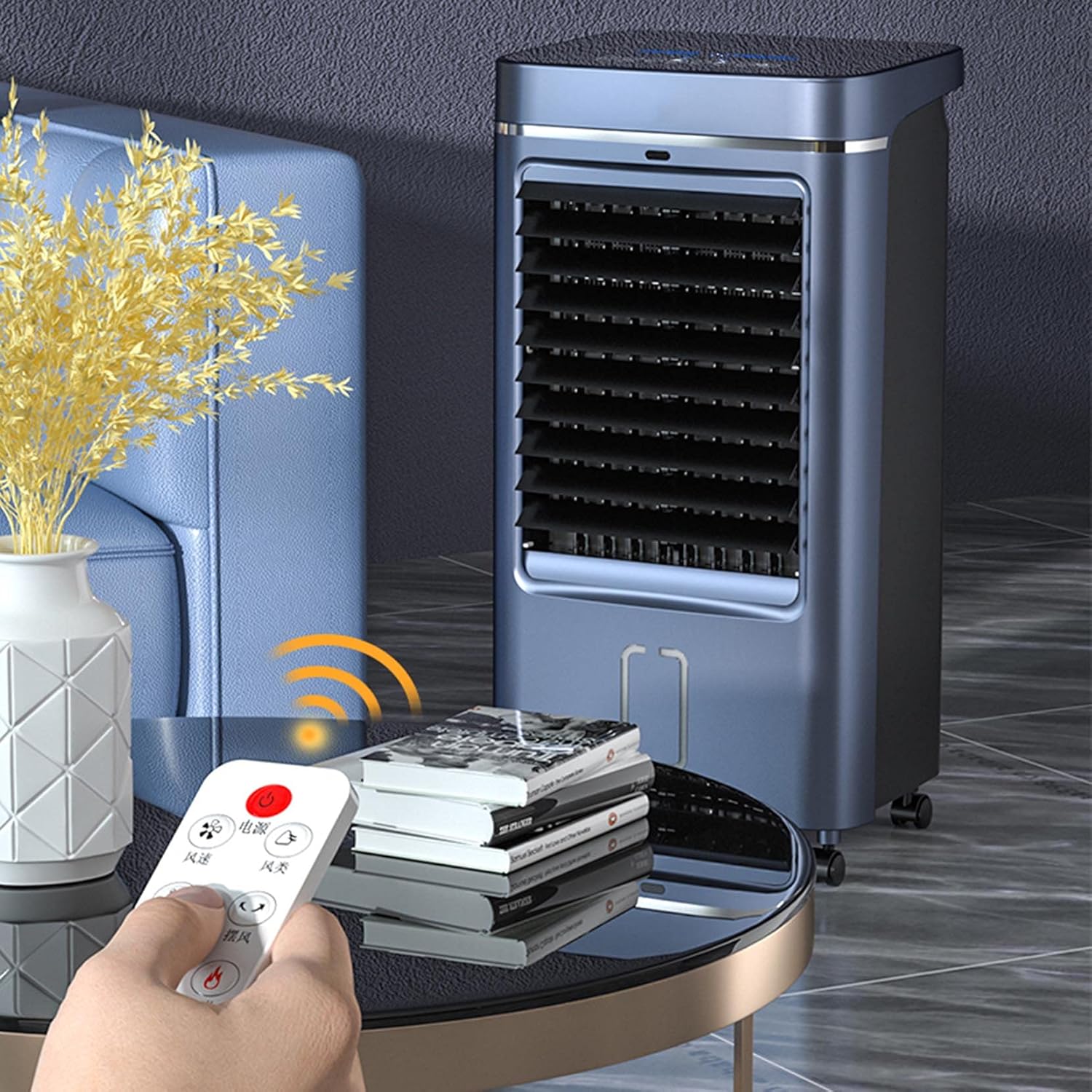 Portable Mobile Air Conditioner Air Cooler Fan for Home with Remote Control & LCD Display - Timer Function,3 Speeds,3 Wind Settings & Oscillation-Pink A