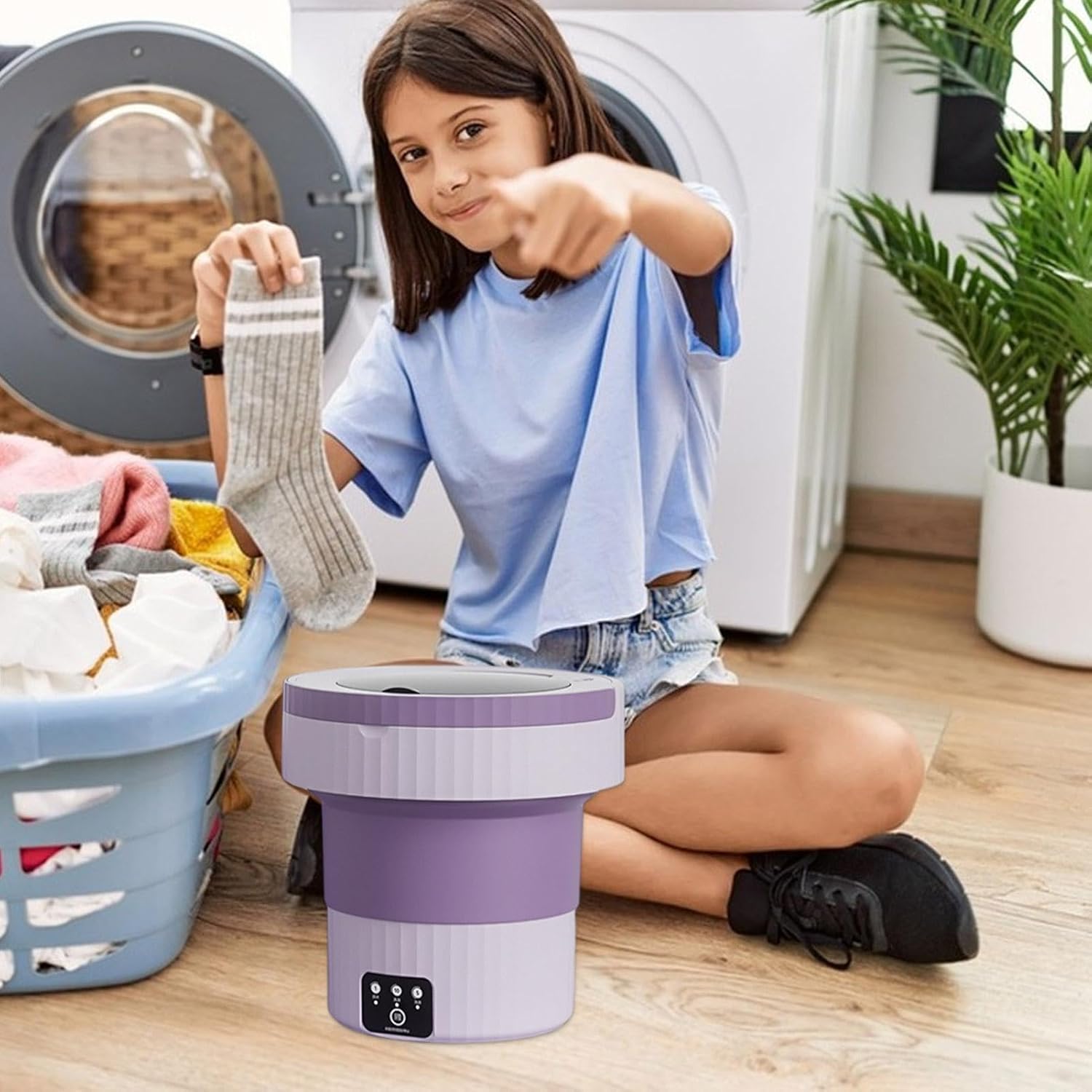 Household Portable Washer - Folding Laundry Machine, Underwear Washer | Compact Washer For Light Clothing, Toddler Apparel, Ideal For Student Dorms, Easy Washing For Small Clothes And Underwear