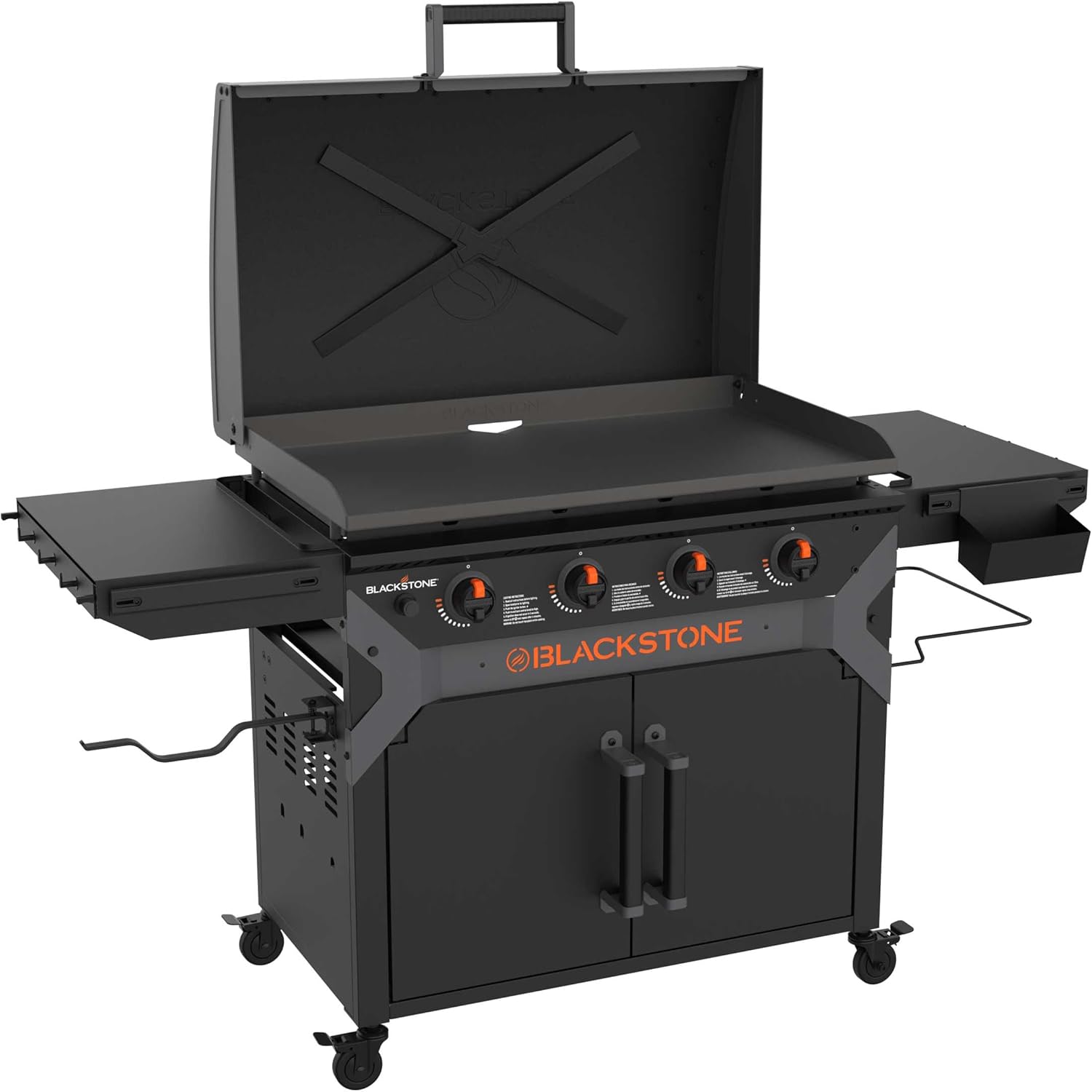 Blackstone 2309 Iron Forged 36” Omnivore Griddle with X-Braced Hood and Enclosed Cabinet, Powder Coated Steel, Black