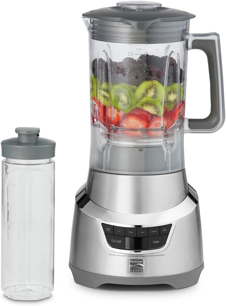 Kenmore Elite 76773 1.3 Horsepower Blender with Single Serve Cup in Stainless Steel