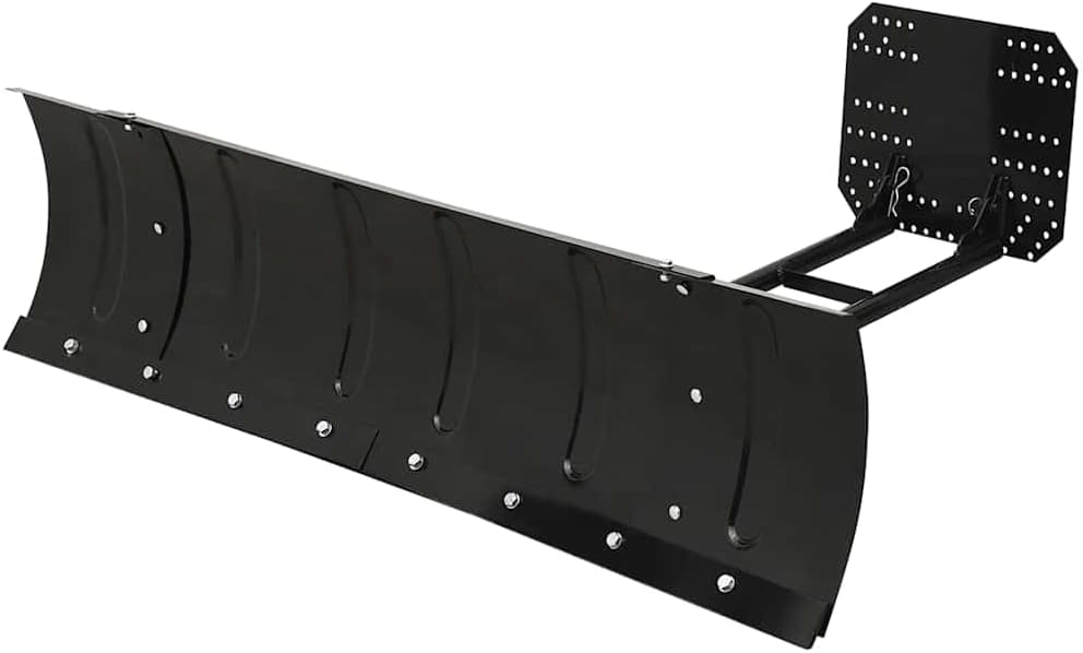 Black Powder-Coated Steel Snow Plow 59.1 x 15.0 Inch, Manual Angle Adjustment with 5 Positions, Heavy-Duty Construction for Efficient Snow Removal, Durable Outdoor Tool