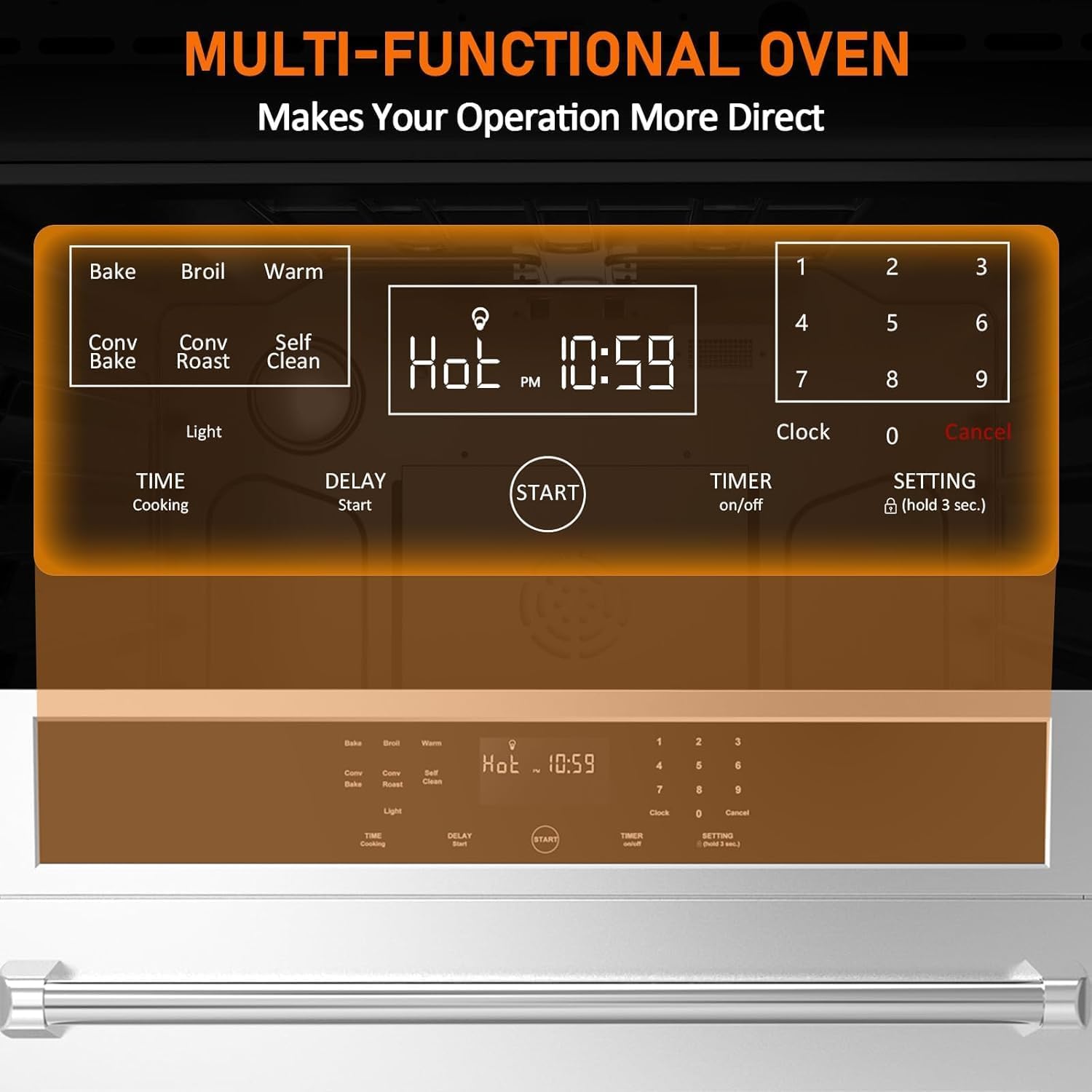Wall Oven 30 Inch, 4.8 Cu.ft Built-in Single Convection Oven with Broil, Bake, Roast, LED Touch Control, Self-Cleaning, Timer, Muti-Function Electric Wall Ovens for Kitchen Cabinetry