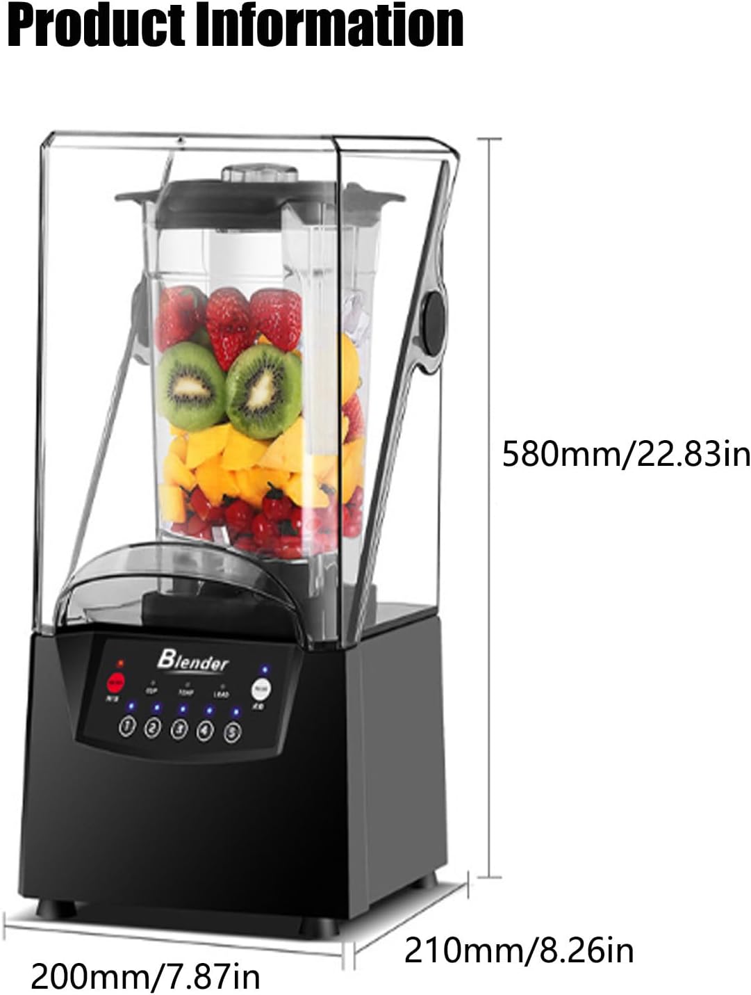 Smoothie Maker Blender,Quiet Commercial Blender with Soundproof Shield,Removable Shield,2000W Watte,67 Oz Capacity,Self-Cleaning 4D Blades for Ice Crushing,Smoothies and Puree