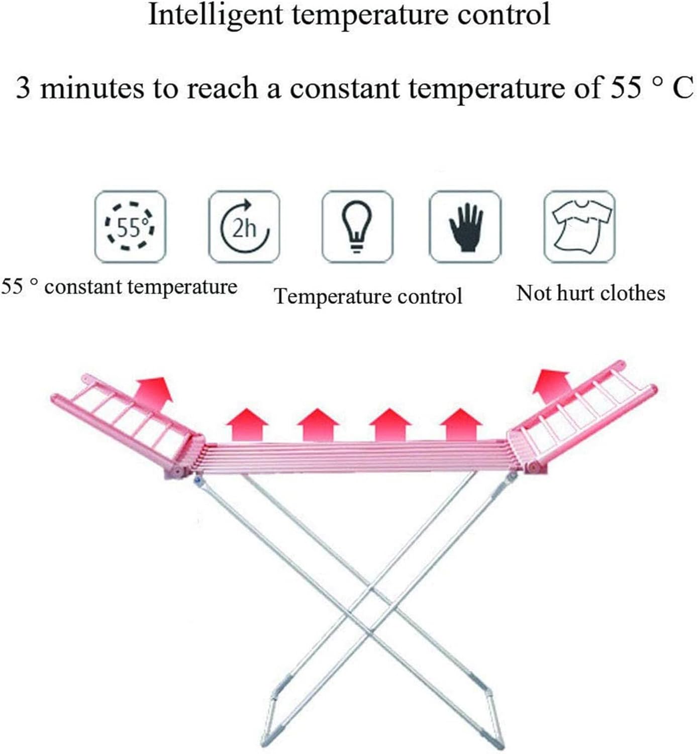 Portable Heated Airer Electric Clothes Drying Rack Energy Saving Folding Stand for Home Laundry Room. (A)