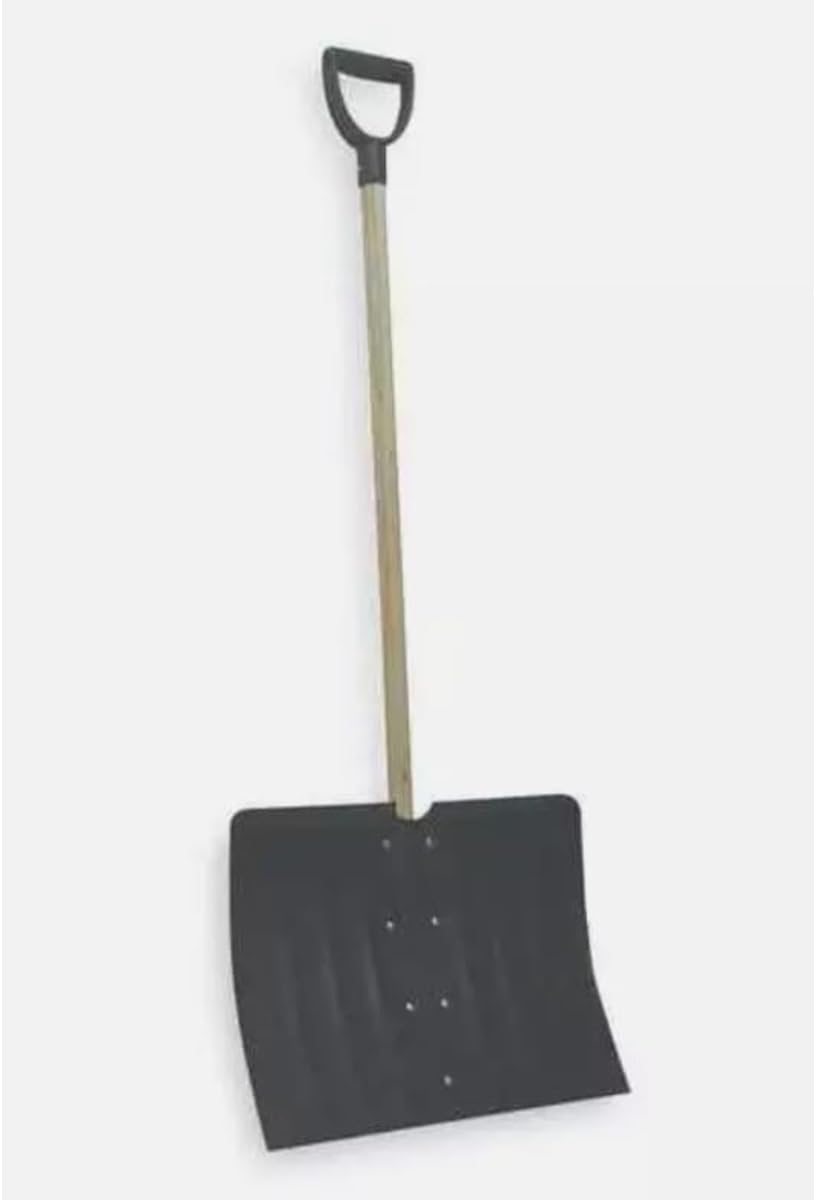 6Yu43 Snow Shovel, 37 in Wood D-Grip Handle, Steel Blade Material, 18，Replacement for Westward OEM
