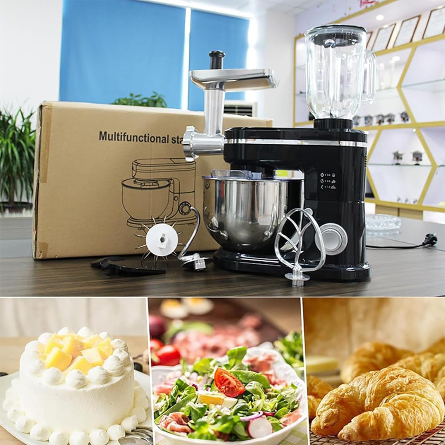 Juicing Blending Cooking Machine for Pate & Drinks, Food Blender with Whisk and Hook Attachments, Electric Chopper Kitchen Mixer