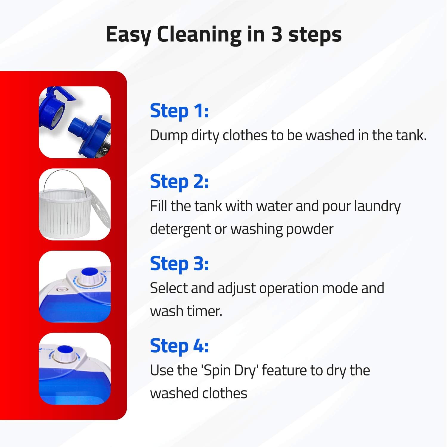 Portable Single Tub Washer - The Laundry Alternative - Washing Capacity Less Than 1.2Kg - Portable Clothes Washer For Small Clothes Like Socks, Undergarments Etc - Travel Washing Machine