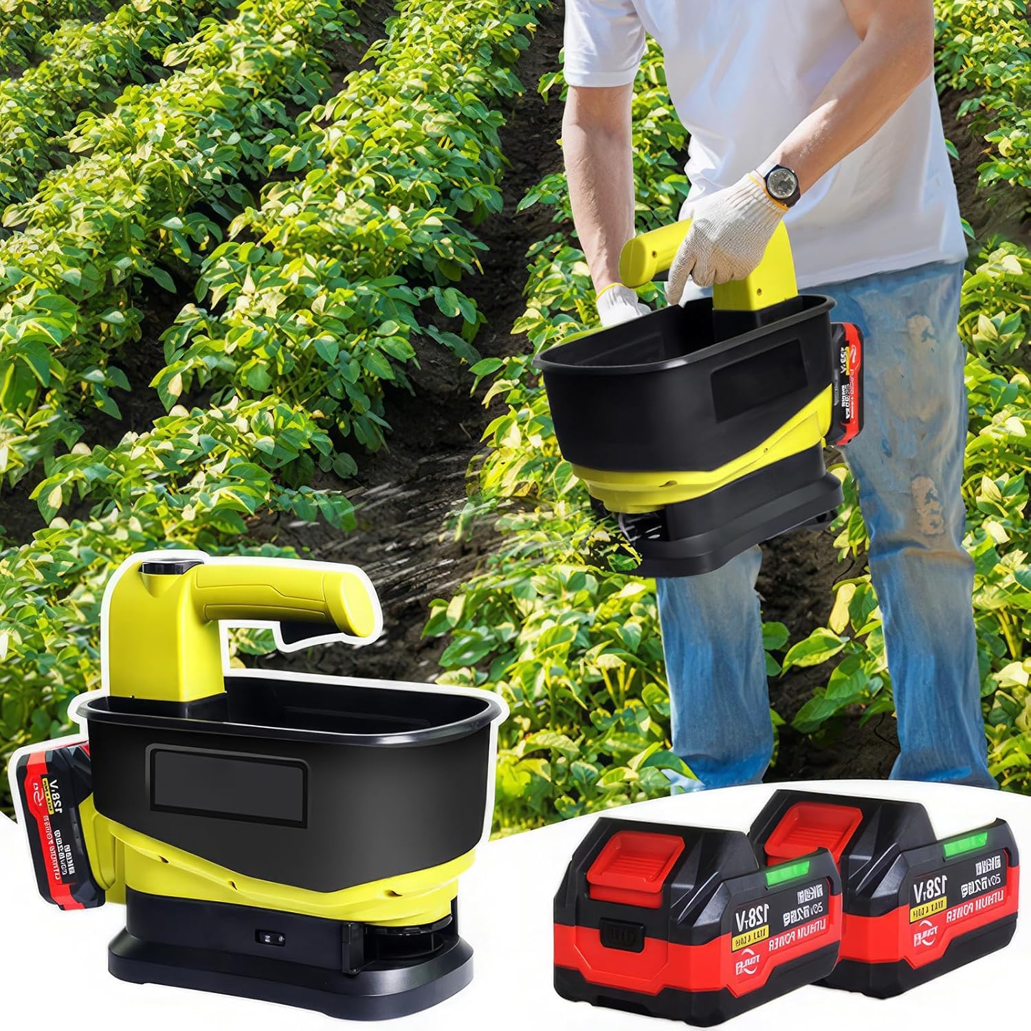 5.5L Handheld Lawn Seed Spreader Adjustable Scatter Width, Variable Flow Rate, Rock Salt Spreader, for Seed, Feed, Fertiliser