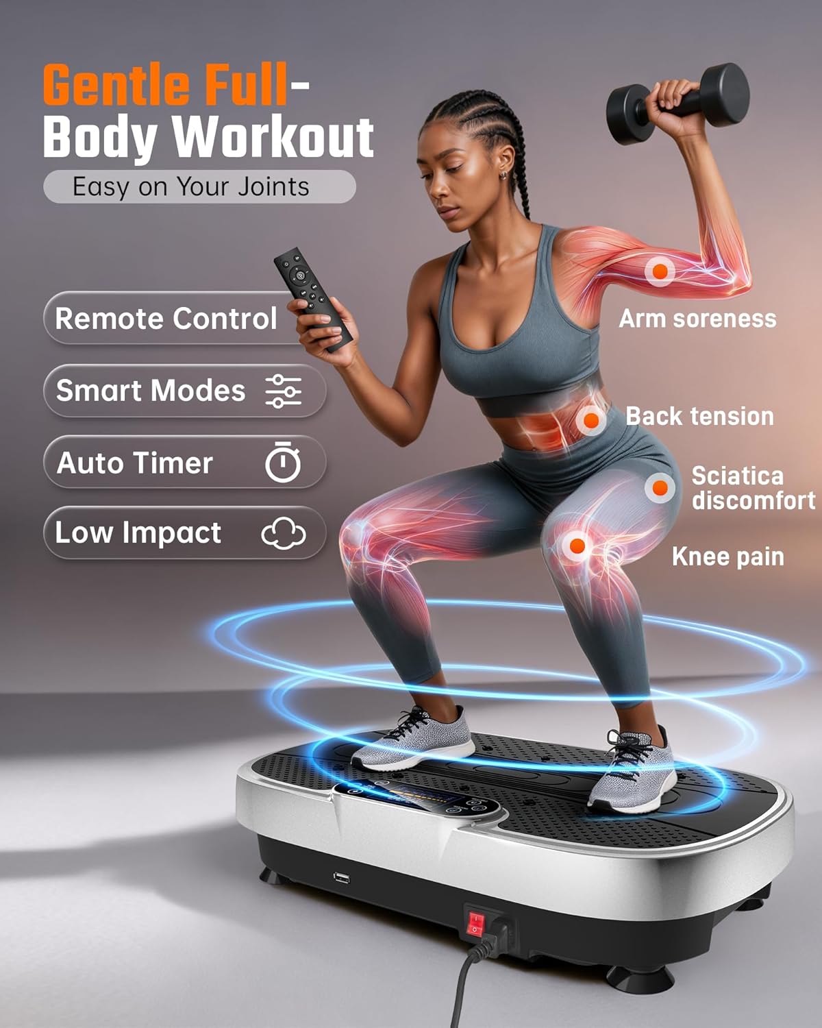 Vibration Plate Exercise Machine for Weight Loss and Lymphatic Drainage - 330lbs Capacity Vibrating Platform for Home Gym Workout, Full Body Shaker Pilates Equipment with Loop Bands for Women and Men