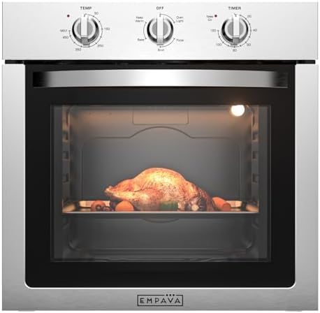 Empava 24 inch Electric Single Wall Oven with 4 Basic Bake Broil Cooking Modes, Mechanical Knob Control, 2.5 Cu.ft. Capacity, 2950W