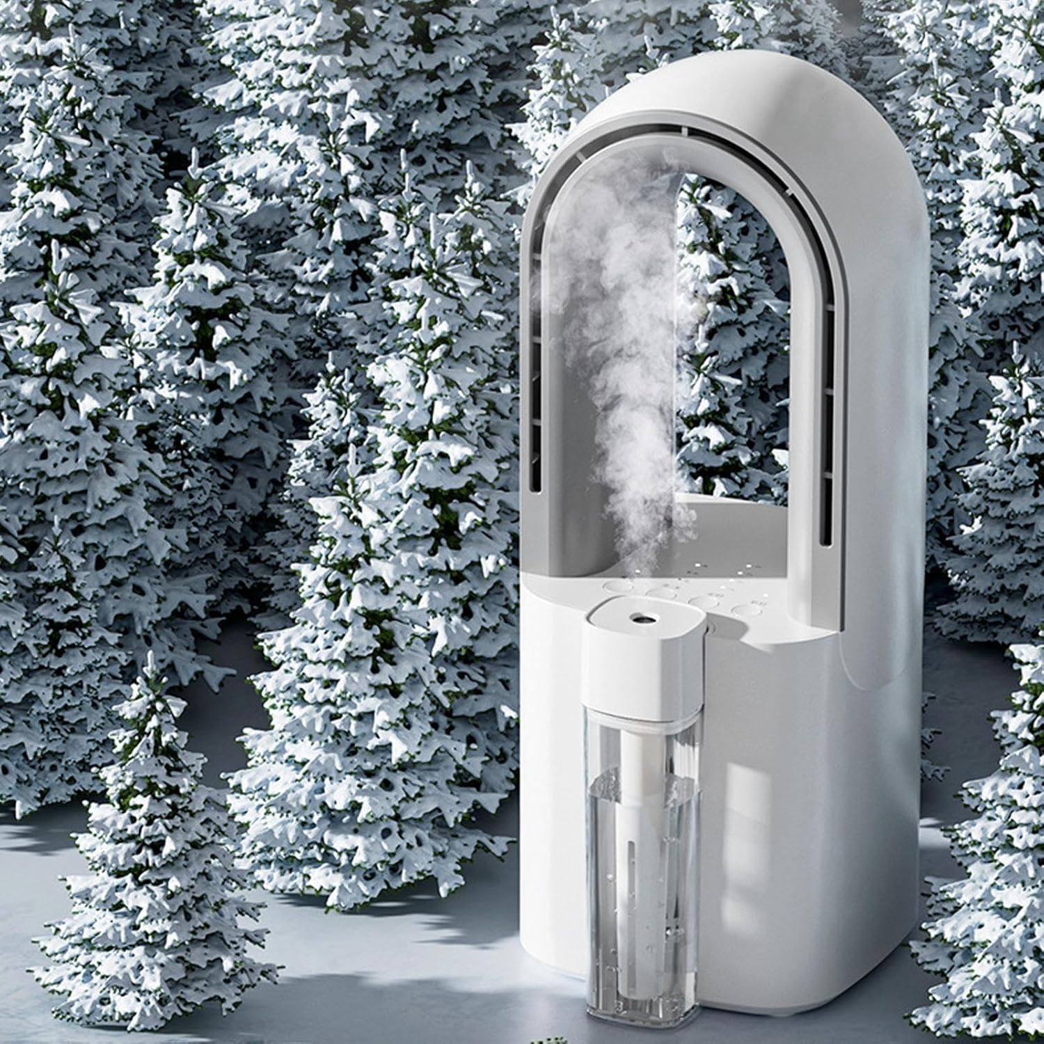 Portable AC Air Conditioner Portable Compact Indoor Air Conditioner with Removable Water Tank, Energy Efficient, Cooler Device for Bedroom, Living Room, Apartment, Studio (White)