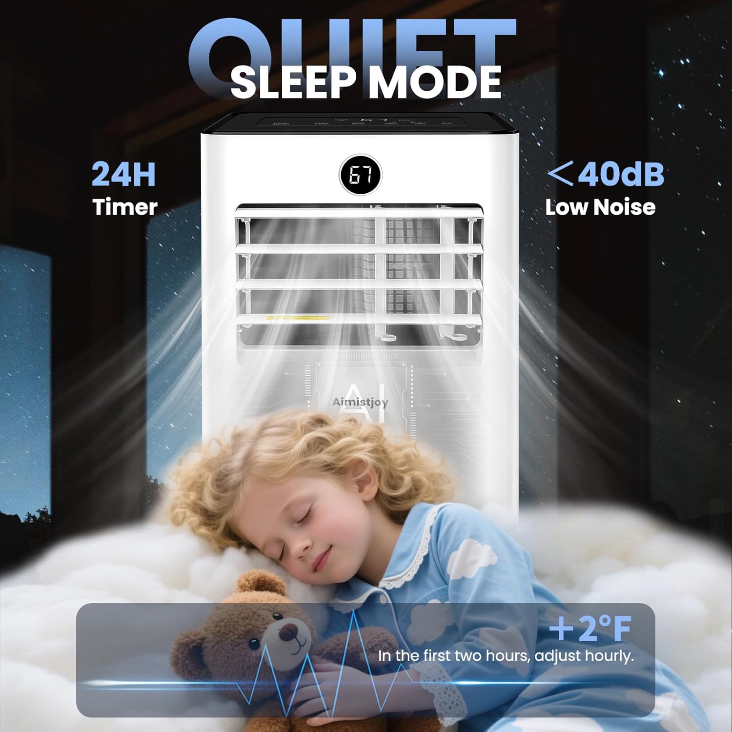 10000 BTU Portable Air Conditioners,4-In-1 Cooling/Fan/Sleep, AC Unit With Remote Control,Timer, Floor Air Conditioner Cools up to 500 Sq.Ft, Quiet AC for Bedroom Office