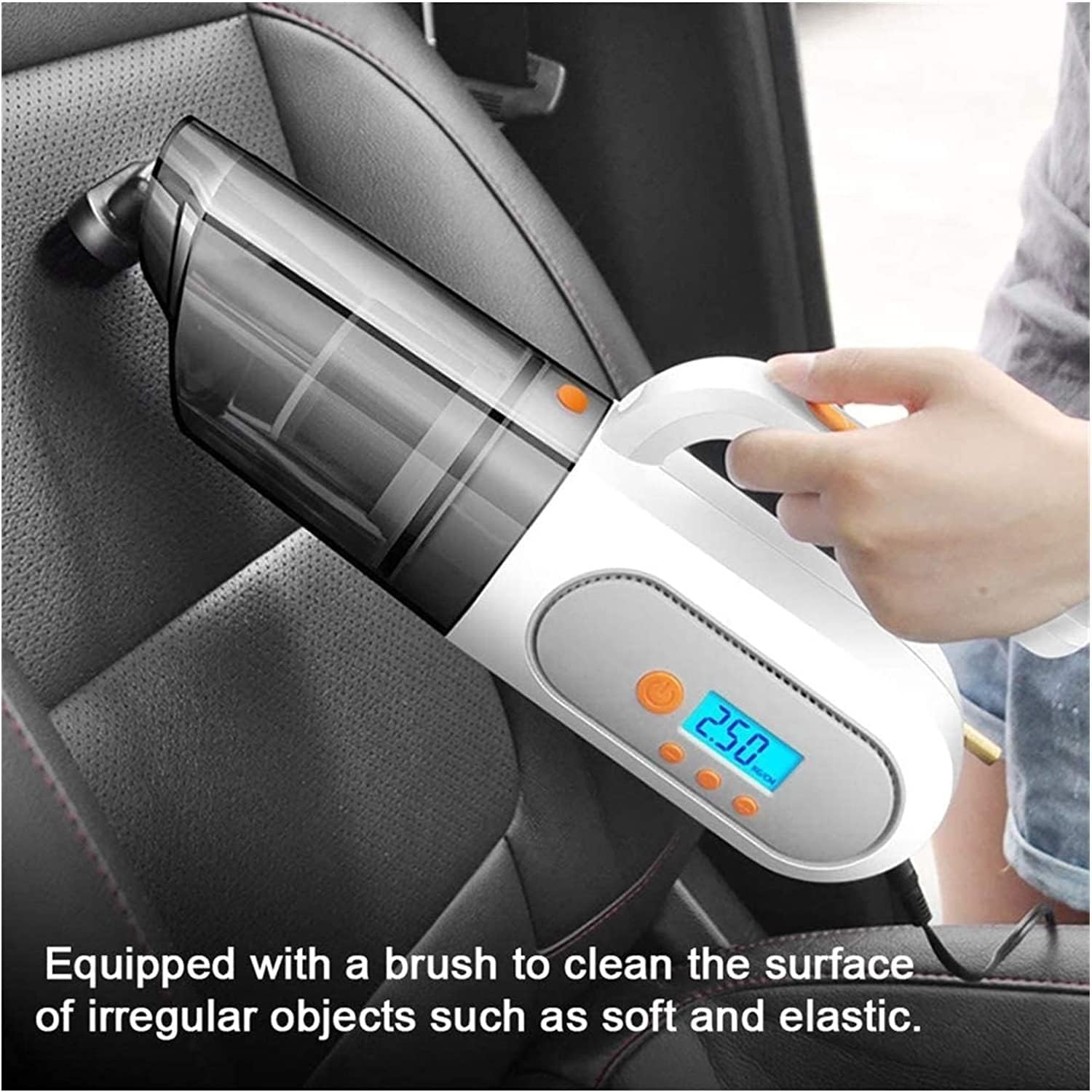 Cordless Handheld-Vacuum-Cleaner Lightweight Portable Mini Vac Inflator Air Tire for Car & Home, Cyclonic Suction Hand Rechargeable for Carpet Couch Dust Pet Cat Hair (Color : White)