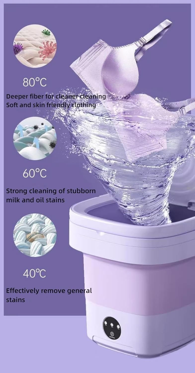 Portable washing machine.mini washing machine.11L high-capacity foldable washing machine.Deep cleaning of small clothing such as underwear and baby clothes.Suitable for camping and hotel (purple)