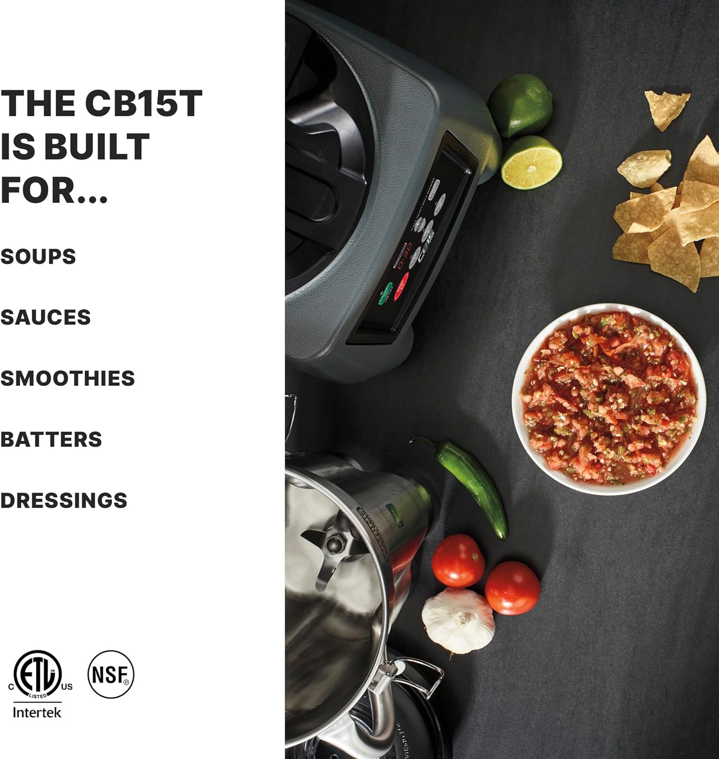 Waring CB15T Blender with Timer, Stainless Steel Container, 120V, 4 L Capacity, 26