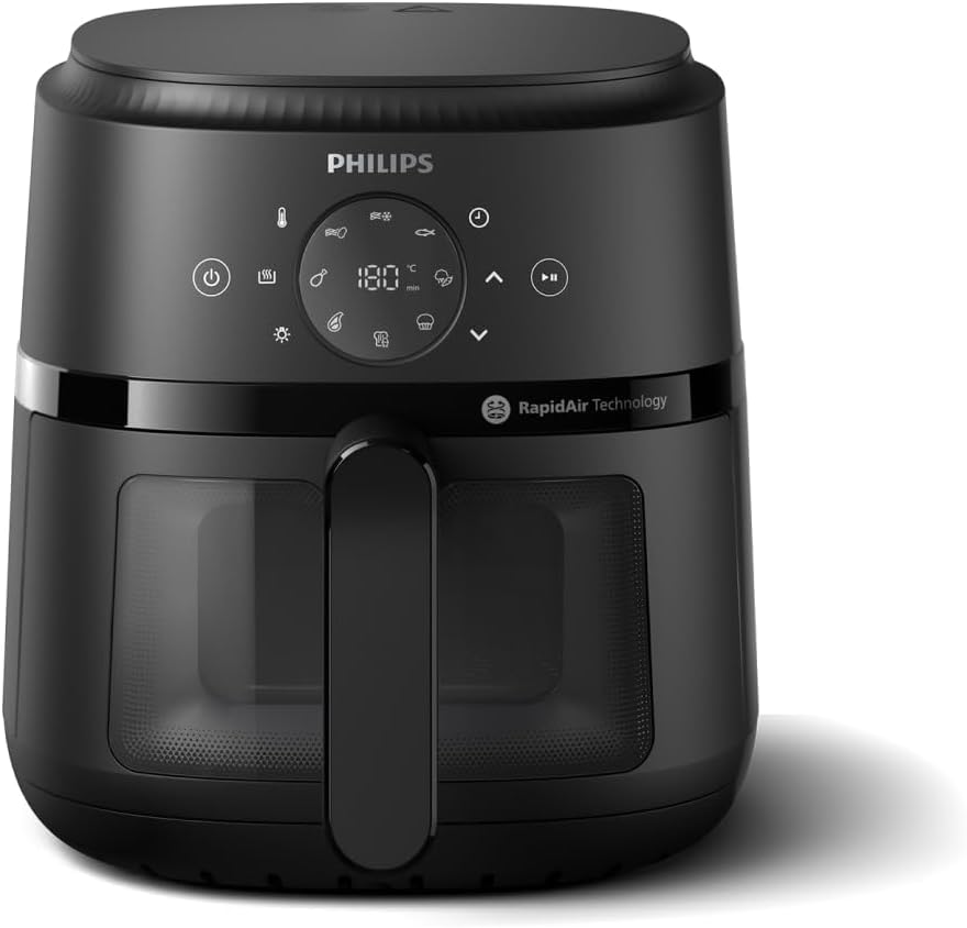 Philips 2000 Series Airfryer - 4.4 qt (4.2 l) Pan, 13 Cooking Functions, RapidAir Technology, Healthy Cooking with 90% Less Fat, Efficient & Fast (NA220/00), 9.8 pounds weight