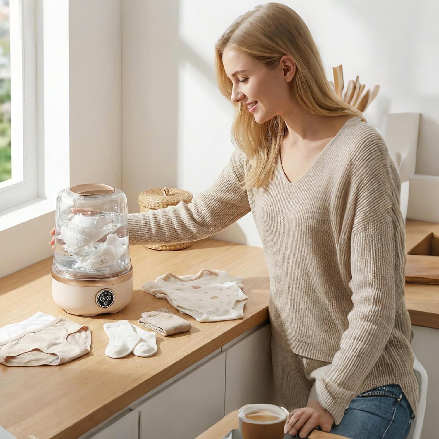 Underwear Washing Machine - 3 Gear Rechargeable Clothing Washer, 2L Portable Panty Washing Machine, Compact Lightweight Laundry Display | Apartment Camping Travel Home For Dormitory Socks Delicate