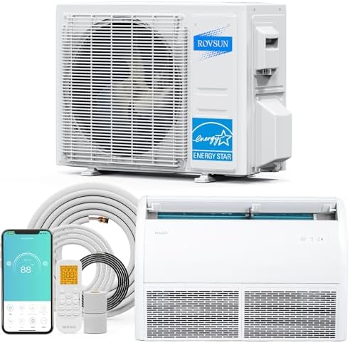 ROVSUN 18000 BTU Smart WIFI Floor Ceiling Mini Split AC/Heating System with Inverter & APP Control, 23 SEER2 Ductless Air Conditioner with Pre-Charged Condenser, Heat Pump & Installation Kit, 230V