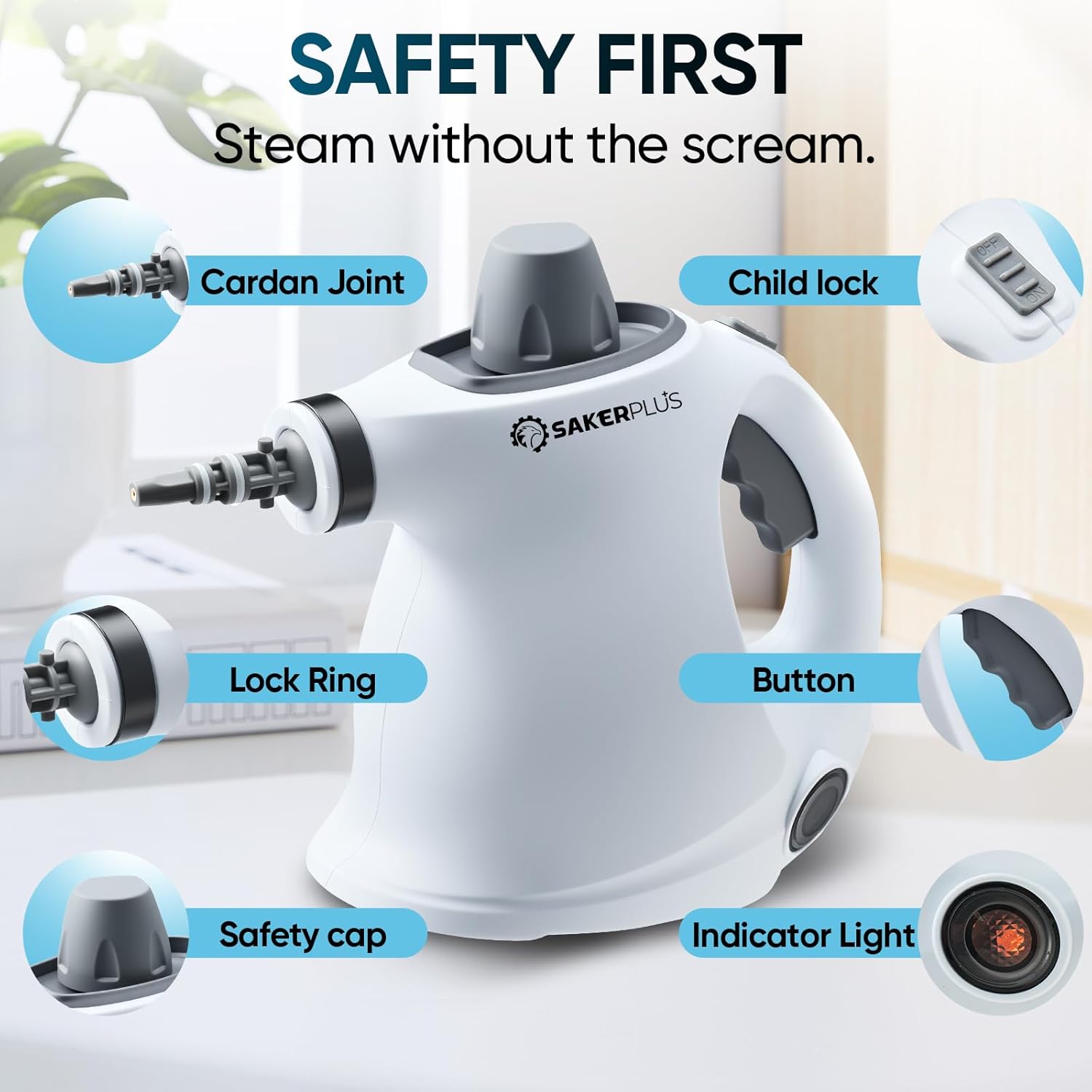 Steam Cleaner,Steam Disinfection Cleaner with 13 PCS Accessories,Pressurized Handheld Multi-Surface Steamer with Safety Lock & 350ML Large Capacity for Home, Car, Kitchen, Bathroom Cleaning