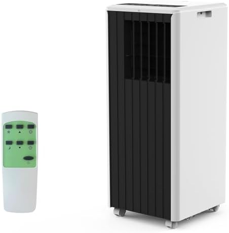 8000 BTU Portable Air Conditioner for Rooms Up to 350 Sq.Ft - 3-In-1 Cooling, Fan & Dehumidifier with Remote - Includes Installation Kit - Quiet Floor AC Unit for Bedroom, Office, Grey