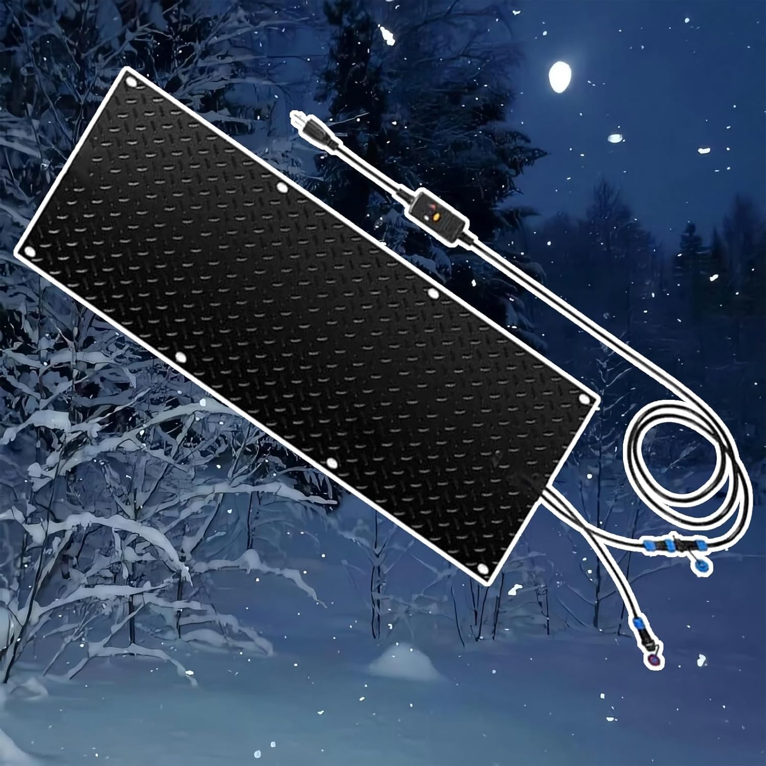 Heated snow and ice melting stair mats, outdoor heated snow and ice melting door mats, winter sidewalk heated outdoor mats, winter de-icing and ice melting products, anti-slip design(1 Pcs,30x90cm/12x