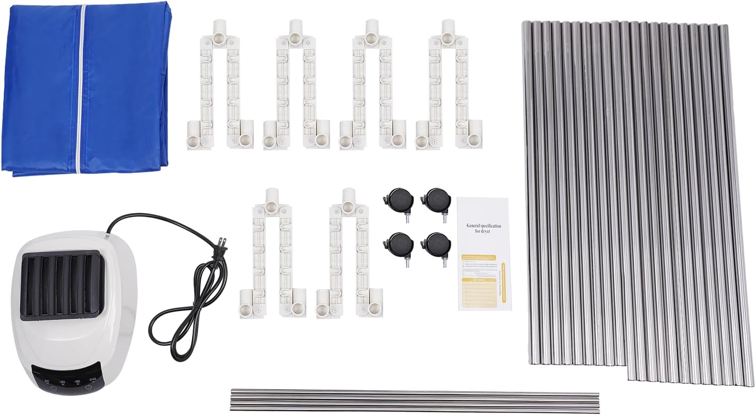 Clothes Dryer, 110V 1200-1500W Portable Travel Drying Machine Foldable Electric Clothes Dryer with Screen Touch Adjustable Time for Home,Laundry,Apartment (Blue, Screen Touch)