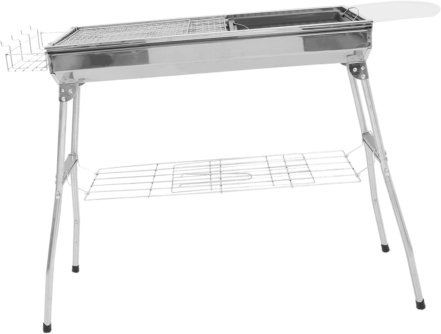 Portable Stainless Steel Camping Grill with Charcoal Bbq Rack Lightweight and Stable Barbecue Tool for Outdoor Bonfires Easy Setup for Picnic Garden Beach Parties