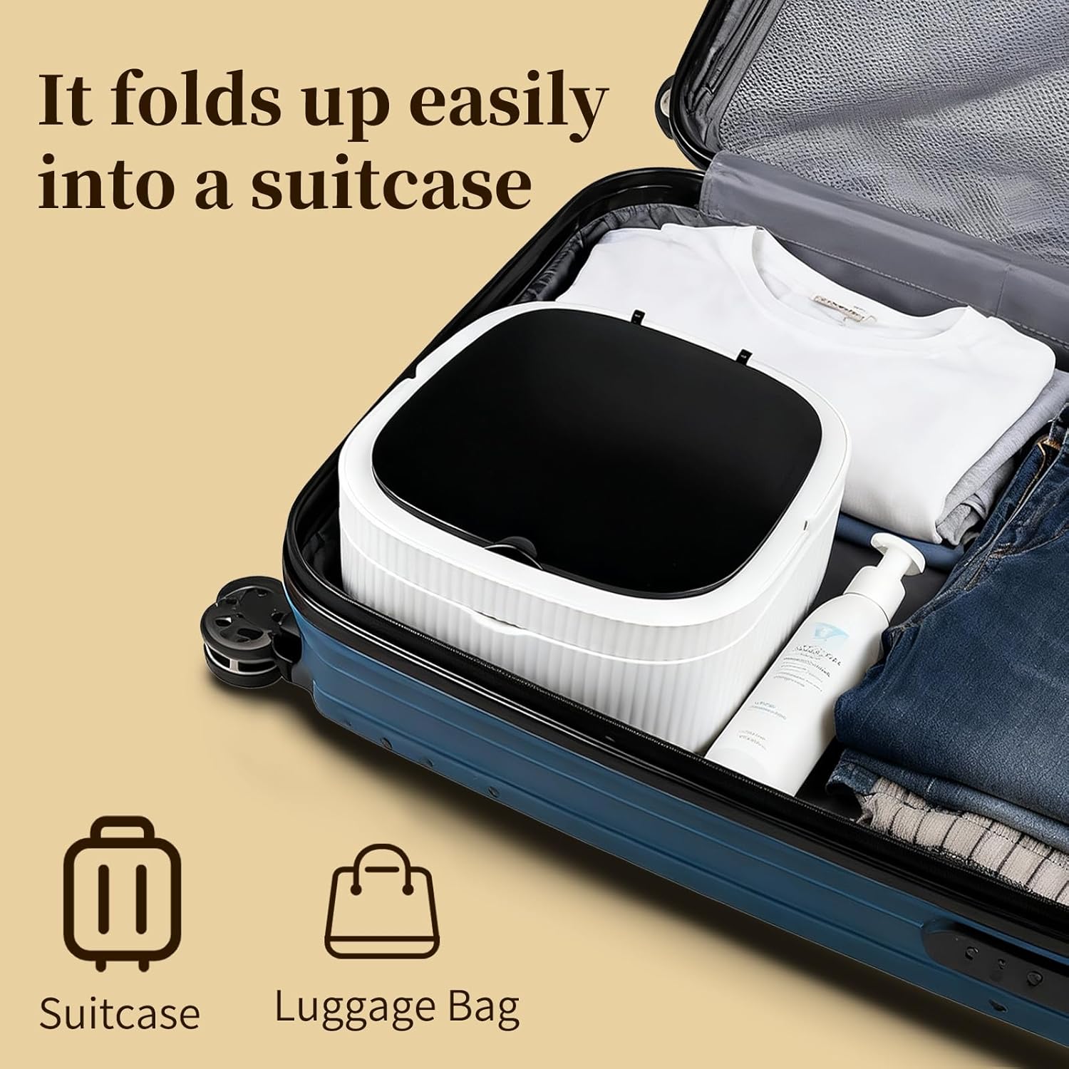 Portable Washing Machine 15L Mini Small Washing Machine Portable 3 Modes Deep Cleaning of Underwear,Baby Clothes Folding Laundry with Spin Basket for Apartments,Dorms,RV,Hotelsz