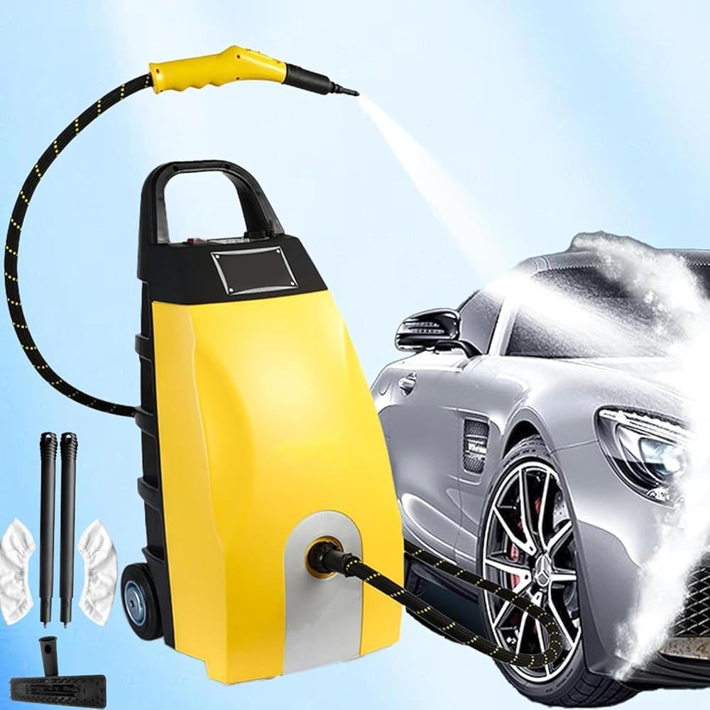 3.5LSteam Cleaner, Multipurpose Powerful Steamer,3000W High - Pressure Multi-Use Steam Washer,w/Continuous Steam,6 Accessories & 40 - sec Heat - Up for Home,Car Washing & AC Cleaning Yellow