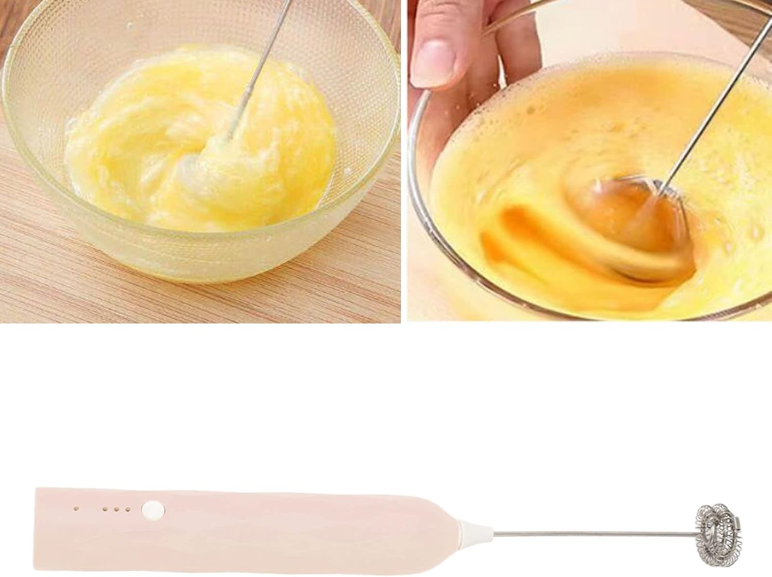 Electric Stirrer, Small Household Egg Beater, Multifunctional Handheld Blender for Coffee, Matcha, Lattes, Cappuccino (Apricot)