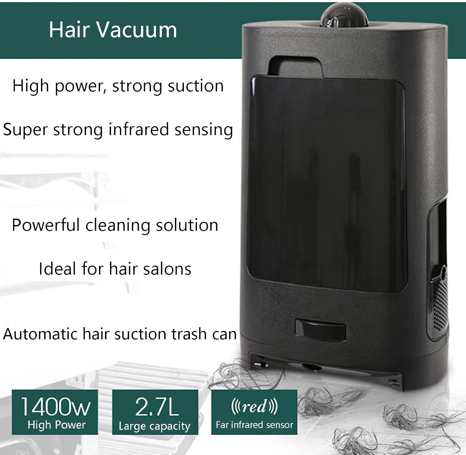 Touchless Vacuum Automatic Dustpan Cleaner Stationary Corded Canister Vacuum Cleaner for Sweeping Hair Vacuum for Salons Pet Hair Food Dirt Kitchen