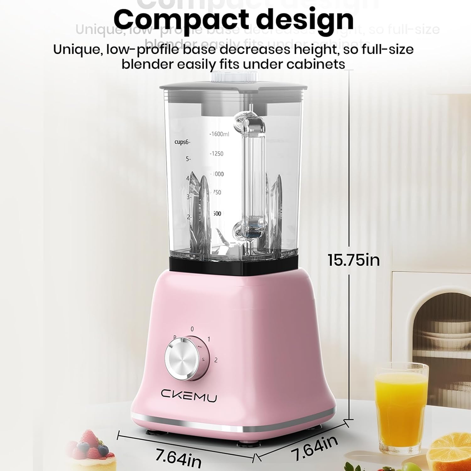 Professional Blender For Smoothies, 58 Oz Glass Jar, Glass Blender Including Puree & Crush Ice Functions, 750 Watts, Macaroon Pink, B02