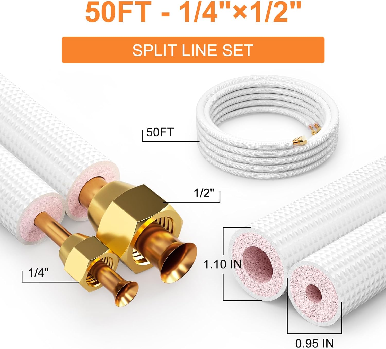 GASHER 50ft Mini Split Line Set 1/4