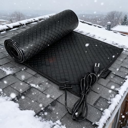 Electric Heated Snow Melting Mats for Roof Gutters, Anti-Slip Winter De-Icing Mats with Power Cord, Outdoor Heated Walkway for Stairs & Decks Removal