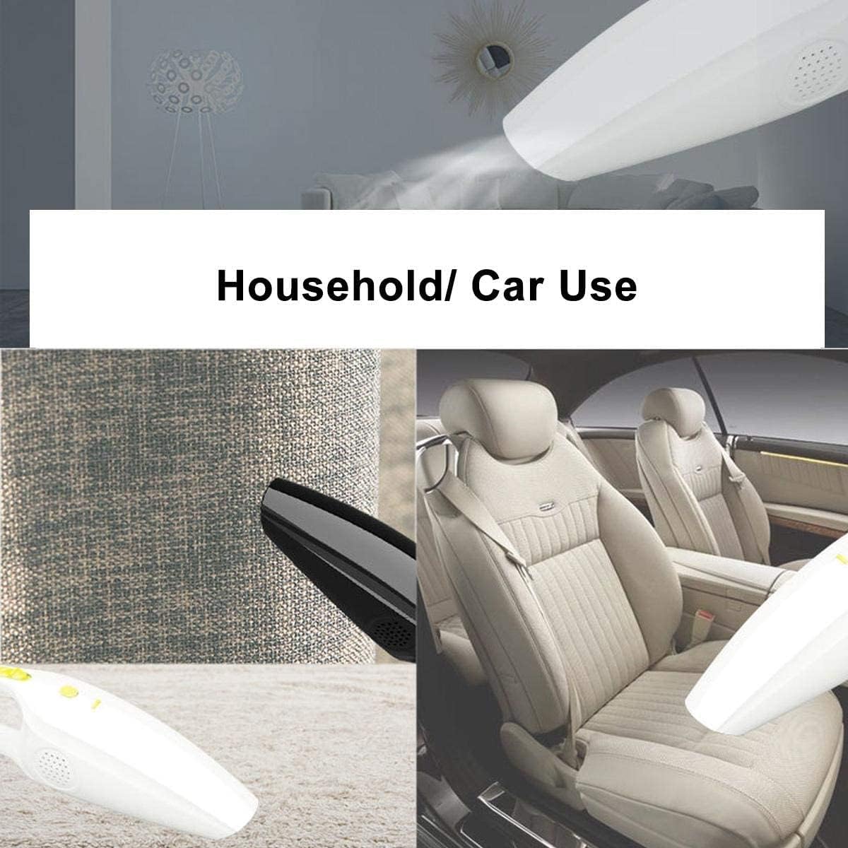 120W Portable USB Home Car Vacuum Cleaner for Auto Cars Suction Home Handheld Cordless Wet and Dry Dual Use Cleaning Tool(Color:White)