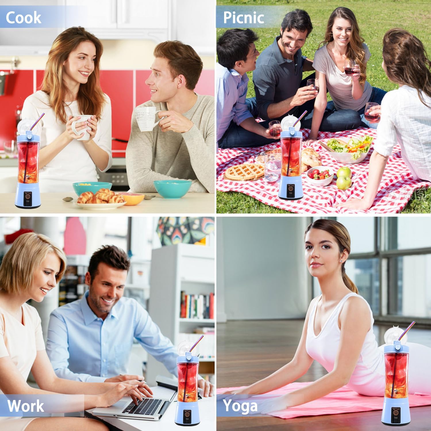 13.5oz Portable Blender for Smoothies, Shakes, and Juices - USB Rechargeable Mini Blender Cup With Protection Design for Home, Office, Outdoors - Multi-purpose BM1-B1